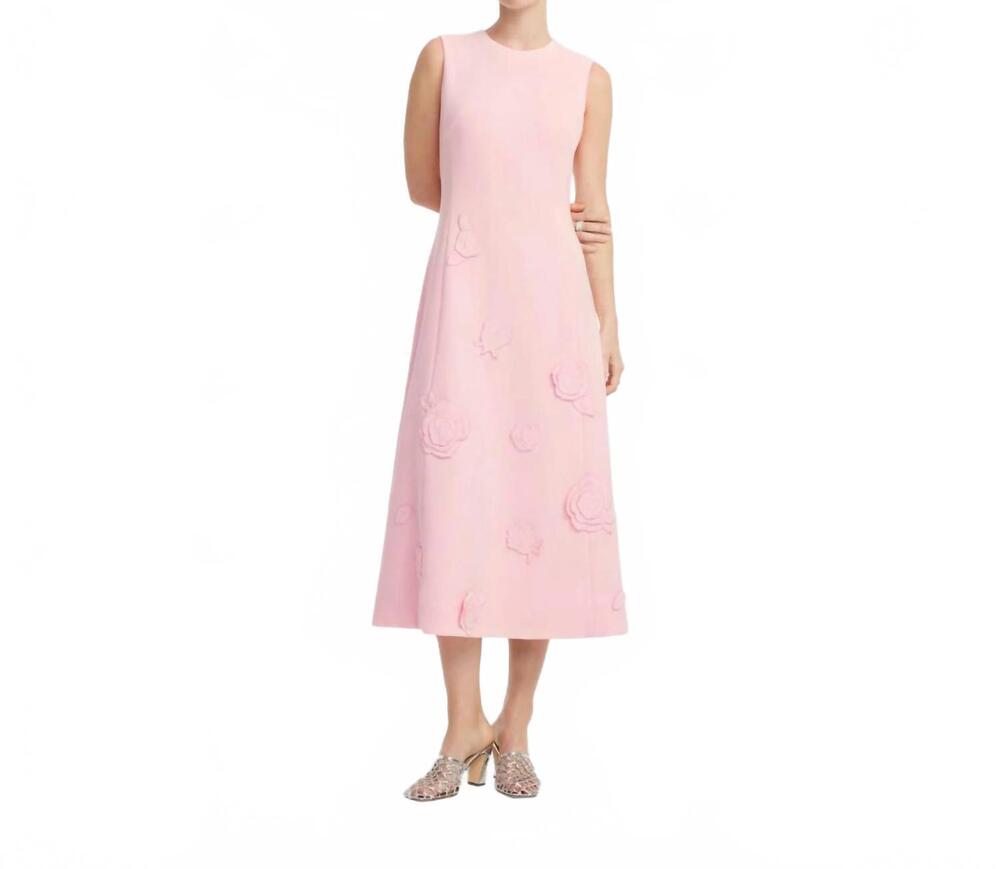 NEW LEO LIN cleo applique midi dress in blush pink